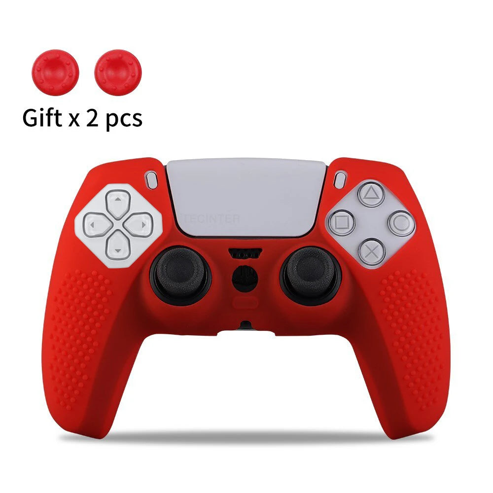Housse de protection en silicone pour manette de jeu Slim — étui en caoutchouc antidérapant avec capuchons de poignées de pouce