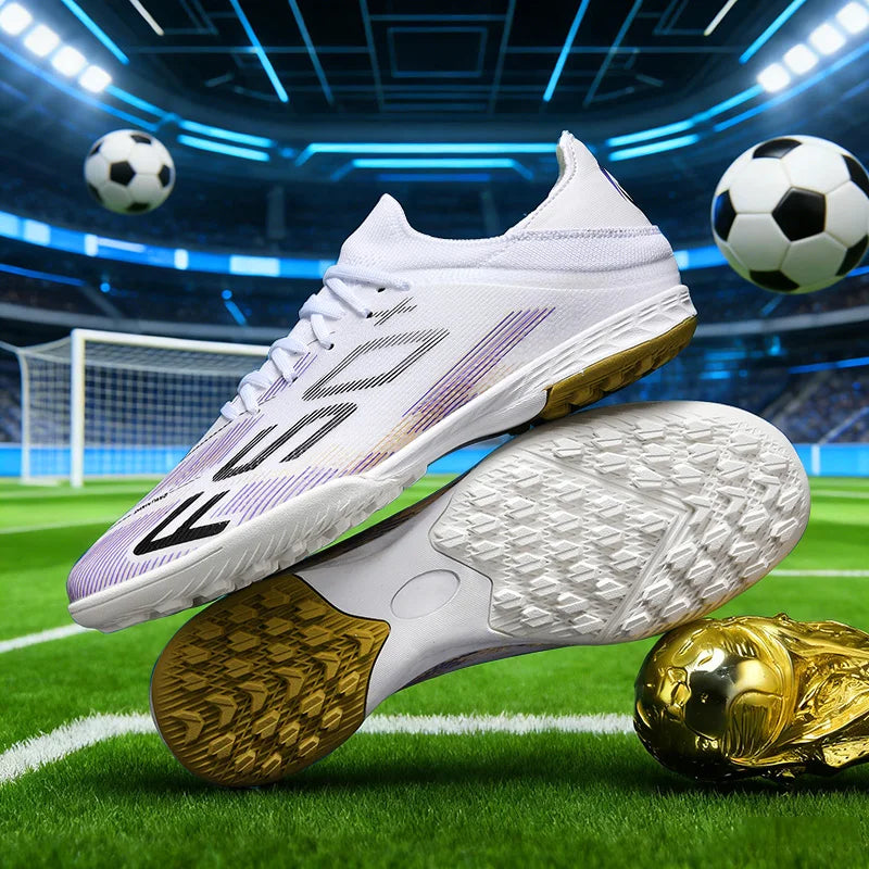 Chaussures de Football Homme Crampons TPR Cuir Verni — Terrain Gazon & Futsal EU 31–48