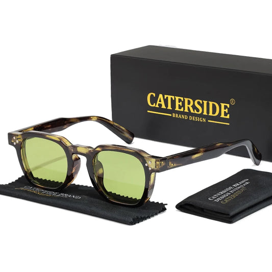 CATERSIDE Retro Square Sunglasses for Men, Punk Style, Trendy Brand, Women's Sunglasses, Travel, Party, UV400 Protection, Summer Style