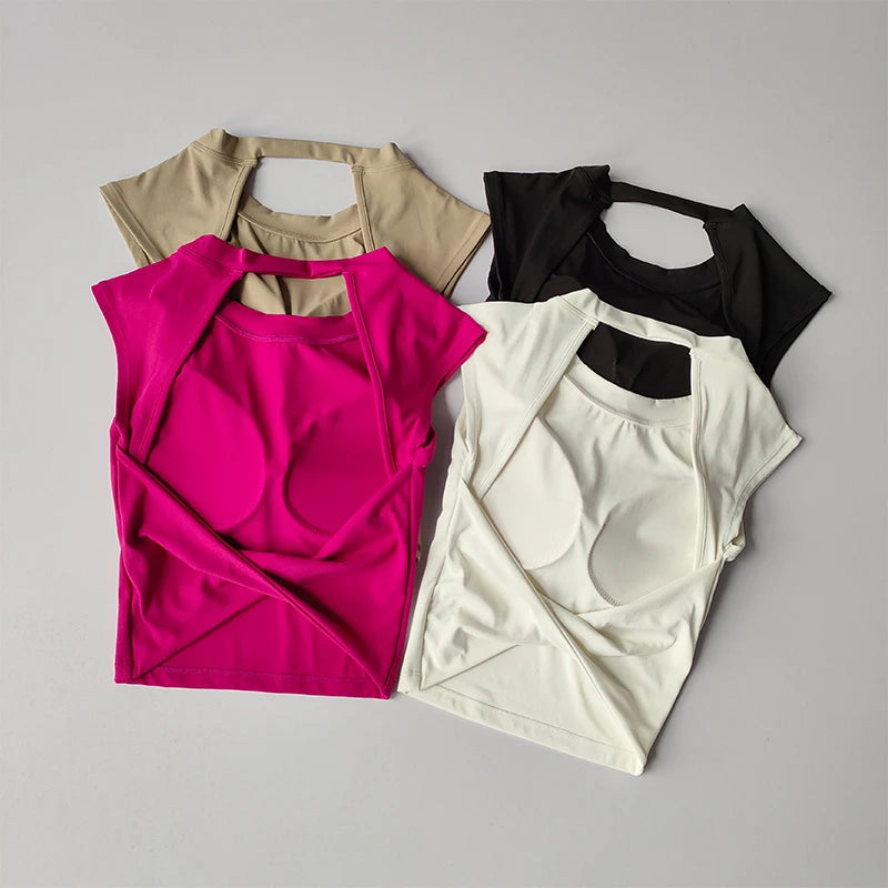 T-Shirt Sport Dos Nu Femme — Yoga Amincissant Séchage Rapide Moulant