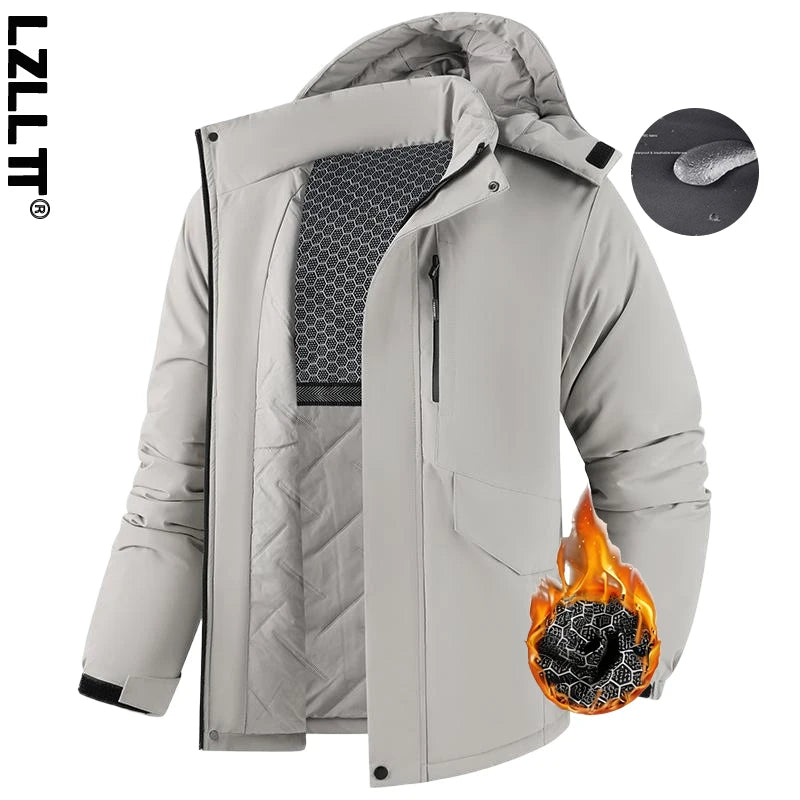 Veste d'hiver épaisse et imperméable pour homme, coupe-vent, chapeau détachable, multi-poches, coupe-vent de travail, Safari