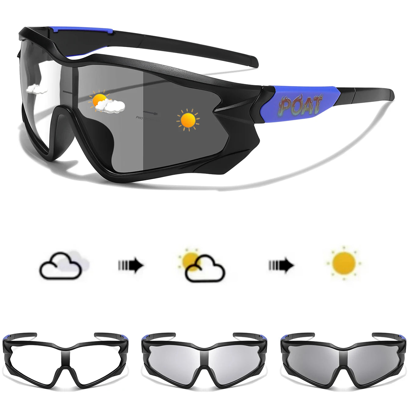 POAT tout nouveau Style lunettes de soleil photochromiques sport hommes femmes vtt vélo lunettes de vélo cyclisme pêche lunettes de course