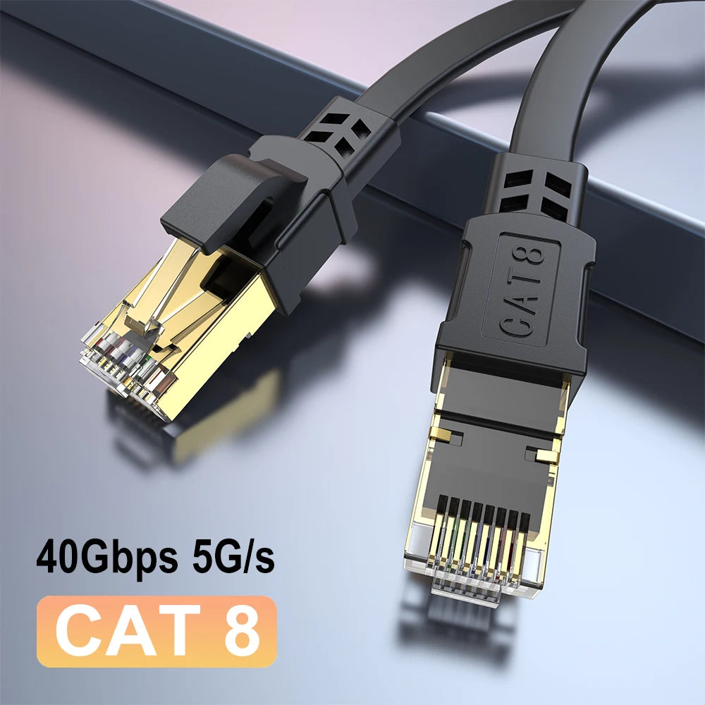 Câble Ethernet CAT 8 40Gbps 2000MHz CAT8 RJ45 réseau Lan cordon de raccordement plat 10m 15m 20m 30m 50 pieds 100 pieds pour routeur Modem PS 5/4