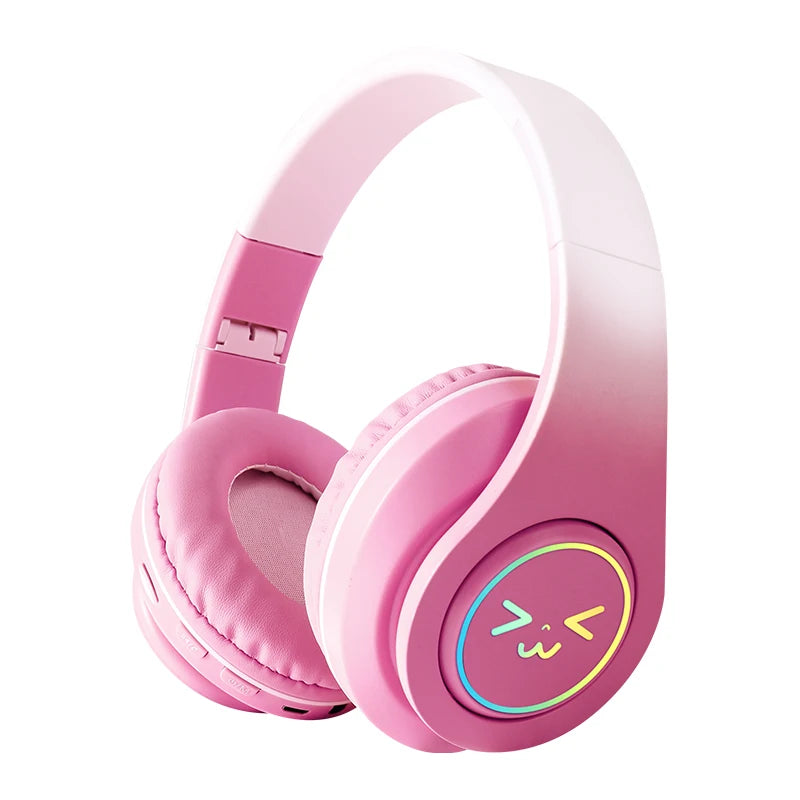 Auriculares Bluetooth inalámbricos originales para ordenador, cascos de juego con cancelación de ruido, cara sonriente oyant RGB, Gamer Girl Bass Out