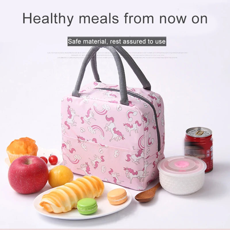 Sac à lunch en toile isotherme portable pour femmes et enfants, motif fonctionnel, glacière, nourriture thermique, sacs de pique-nique