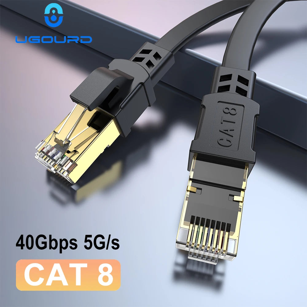 Câble Ethernet CAT 8 40Gbps 2000MHz CAT8 RJ45 réseau Lan cordon de raccordement plat 10m 15m 20m 30m 50 pieds 100 pieds pour routeur Modem PS 5/4