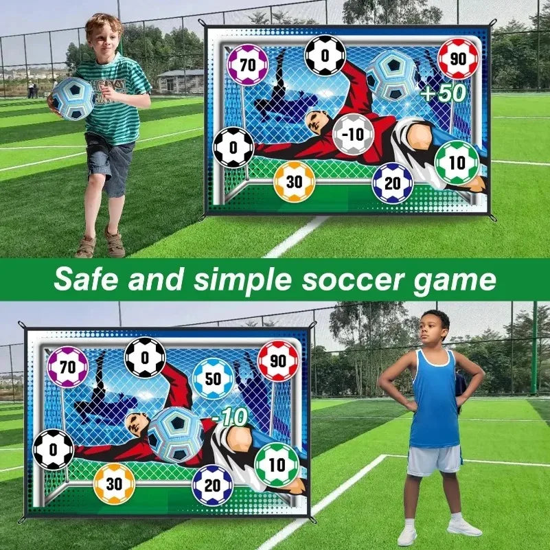Kit Tapis de Jeu Football Enfant — Cible Collante 150x100 cm, Intérieur & Extérieur, 7–10 ans