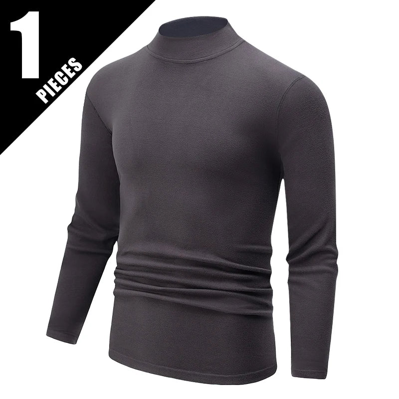 Haut Col Semi-Haut Manches Longues Homme — Sport Fitness Chaud Automne Hiver
