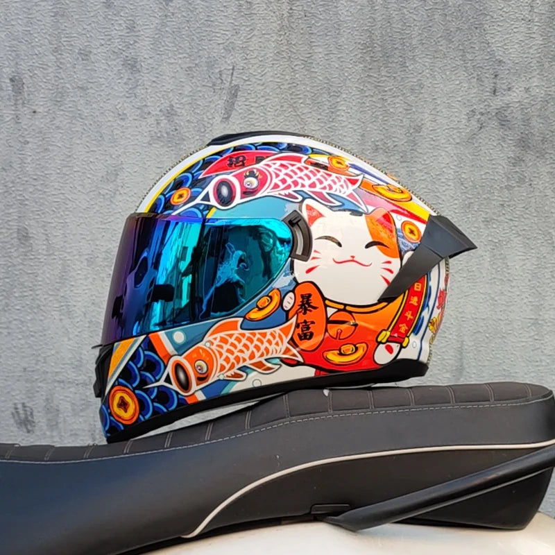 Casques moto pour hommes et femmes — double lentille, locomotive