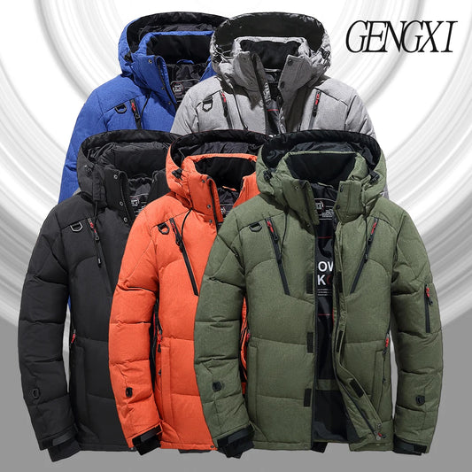 Chaquetón de plumón de hombre para exteriores, ligero, cálido, con cuello desmontable, novedad de invierno, informal, a la moda, con múltiples bolsillos, para trabajo