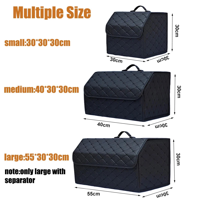 Caja de almacenamiento para maletero de coche, de gran capacidad, herramientas multiusos para automóvil, bolsa de almacenamiento, almacenamiento, cuero, plegable para emergencia