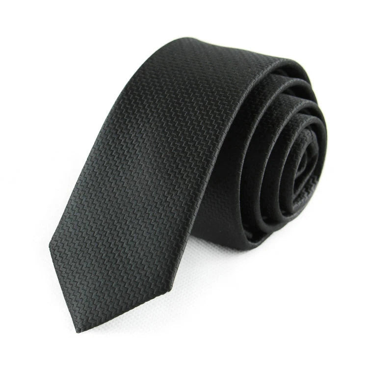 Cravate slim 5cm pour hommes — polyester, rayé, points, solide, Jacquard, affaires, fête