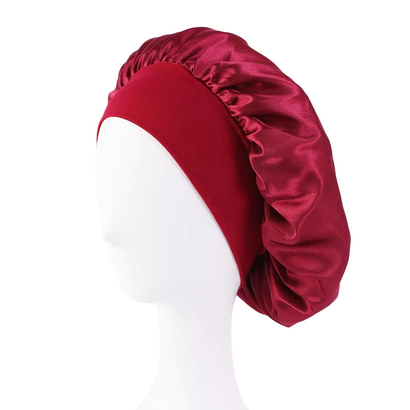 Bonnet de nuit en Satin à large bord, Bonnet soyeux, enveloppe de cheveux pour dormir, avec bande élastique souple, outil d'emballage des cheveux, nouvelle collection