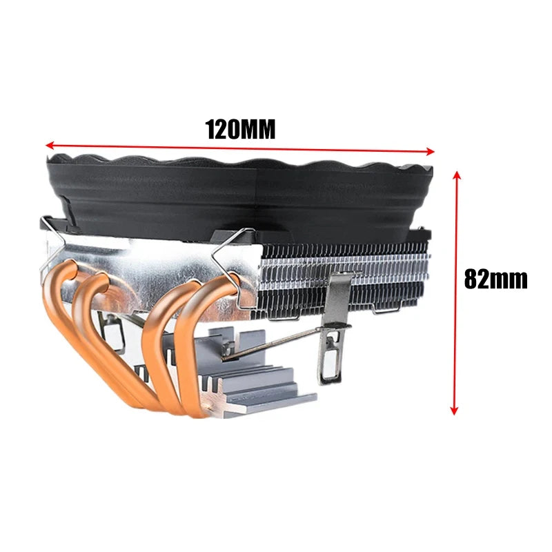 Refroidisseur de processeur 4 caloducs, 3 broches/4 broches, 120MM, accessoires PC, ventilateur pour Intel LGA 1366 1150 1151 1155 1200 1700 2011 X79 X99 AM3 AM4 AM5