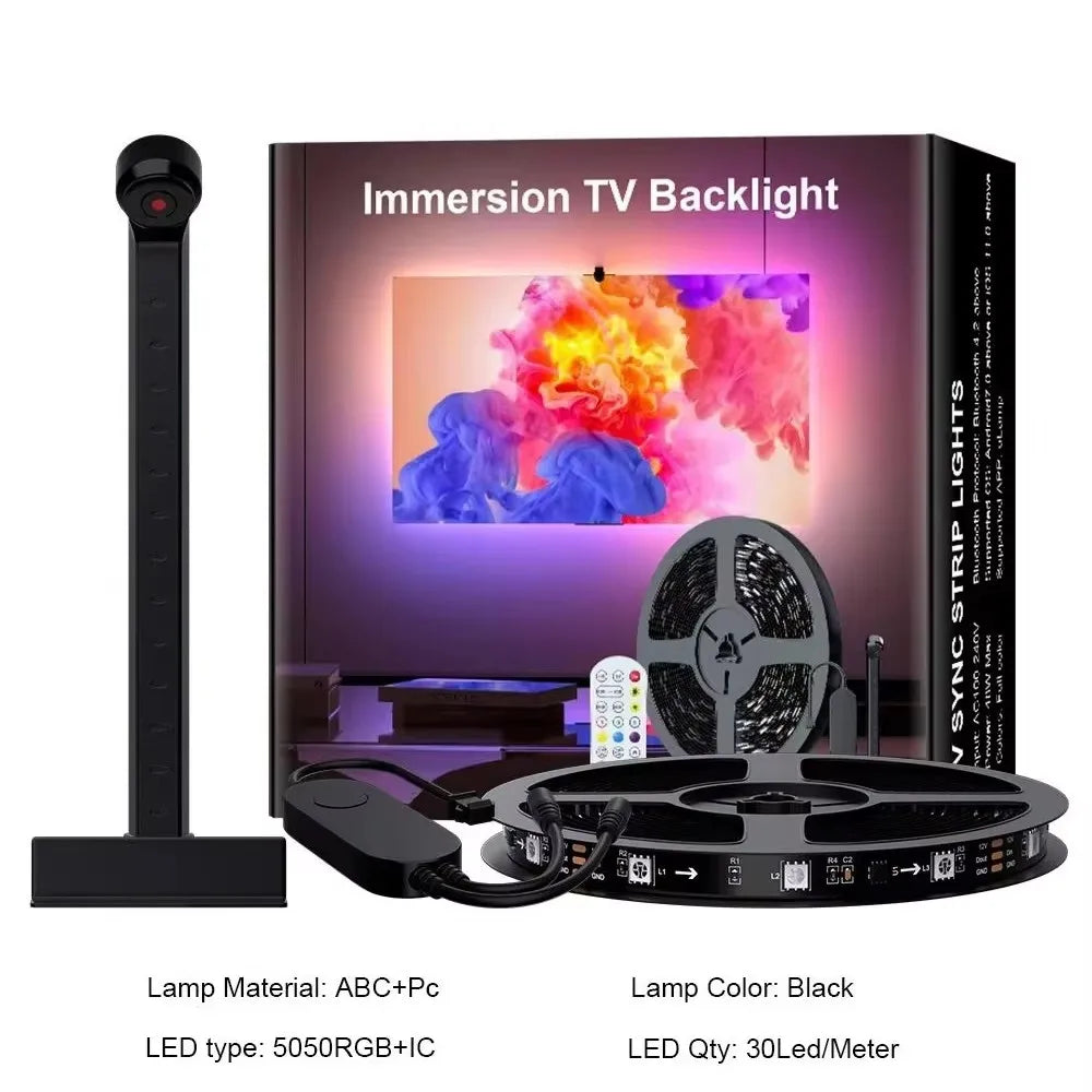 Rétro-éclairage TV/PC avec capteur de couleur RGB-IC, bande lumineuse LED pour écrans de 55 à 75 pouces, synchronisation intelligente, décoration de salle de jeu, lumières d'ambiance
