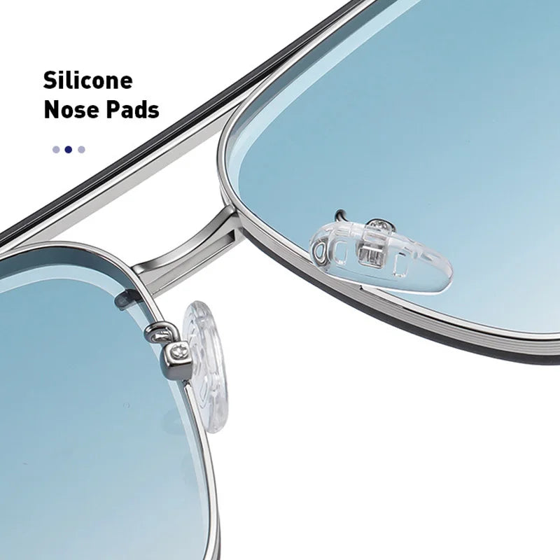New Gradient Sunglasses for Men Fashion Metal Big Frame Sunglasses Luxury Brand Design Sunglasses for Men