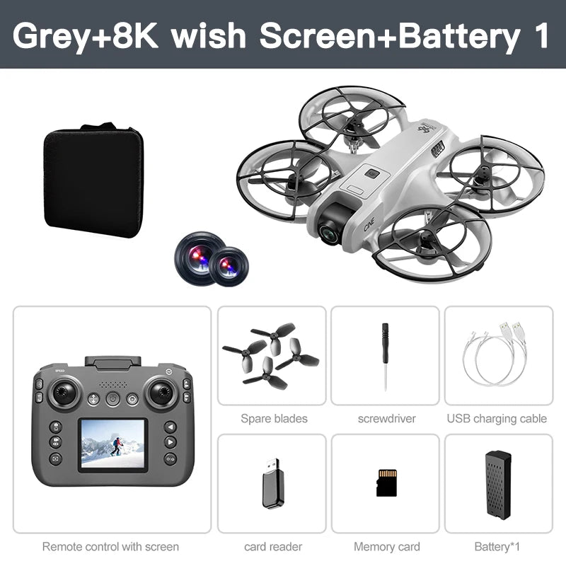 Mini drone 4K — double caméra 8K, évitement intelligent d'obstacles, quadricoptère brushless, jouet RC enfants