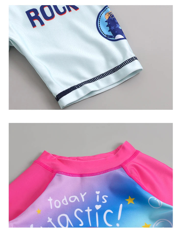 Garçons filles dessin animé mignon maillots de bain printemps été plage vêtements ensemble Protection solaire à manches longues maillots de bain enfants maillot de bain