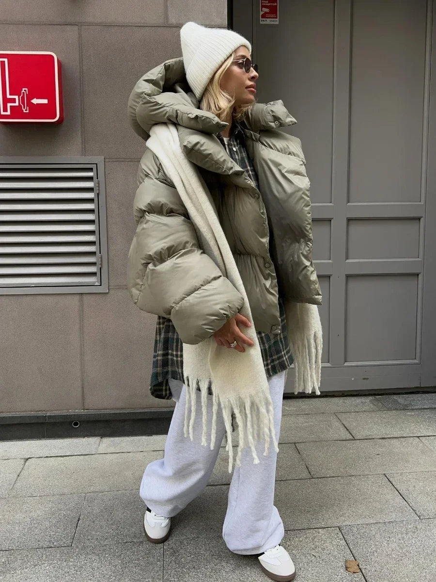 Doudoune femme hiver Parka ample — coton matelassé, style vintage, vêtements d'extérieur, bureau