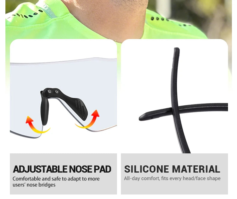 Lunettes de cyclisme photochromiques SCVCN pour hommes et femmes, lunettes de vélo de route et de VTT, lunettes de randonnée décontractées, coupe-vent
