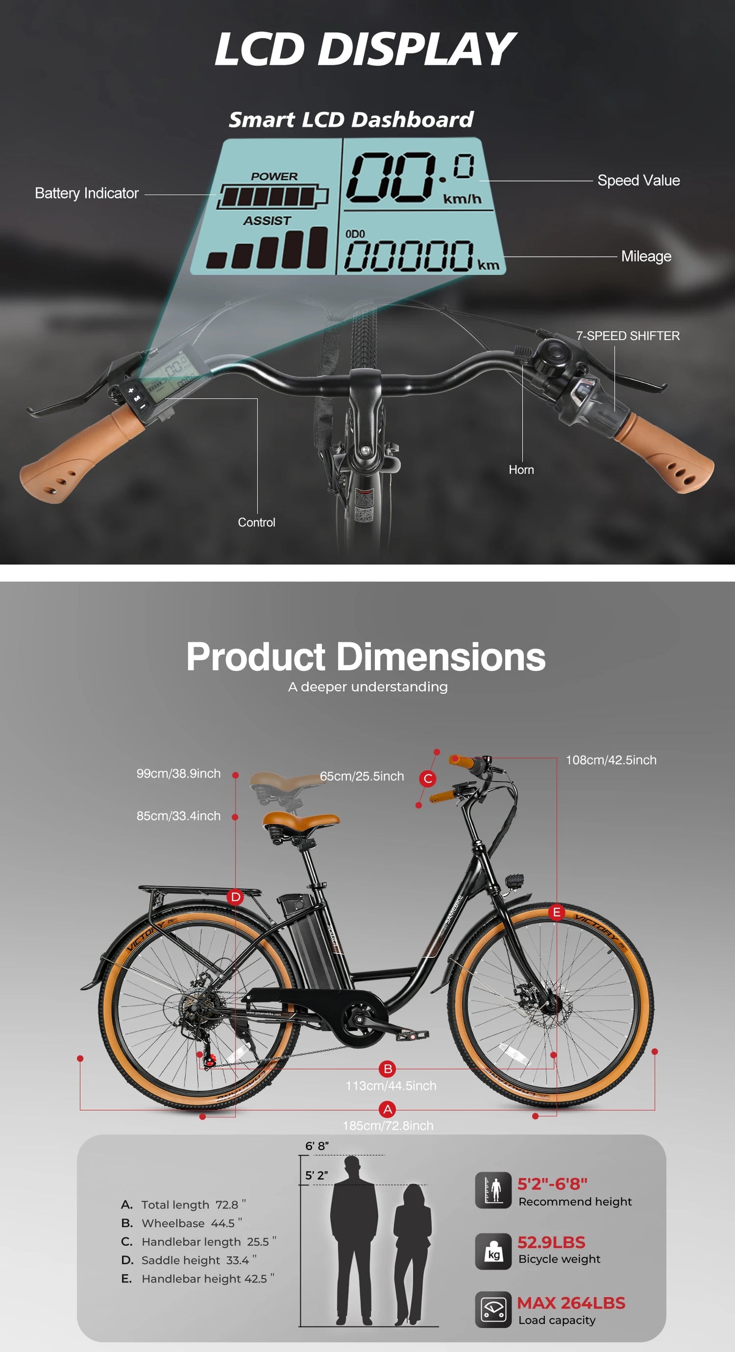 Samebike Lightweight Electric Bike 350w Motor 36V10.4AH Battery Electric Bicycle 30 km/h City Commute Adult Riding E-bike