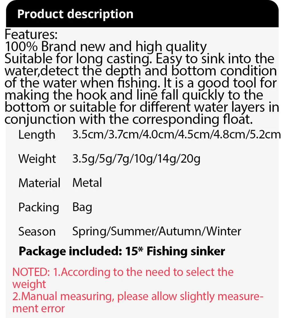 Le poids de pêche 15pcs/lot plombs 7 moules 3.5g 5g 10g tube 20g 14g 子弹铅 pendentif en métal verticale pince outil Sast Pesca kit de pêche en mer