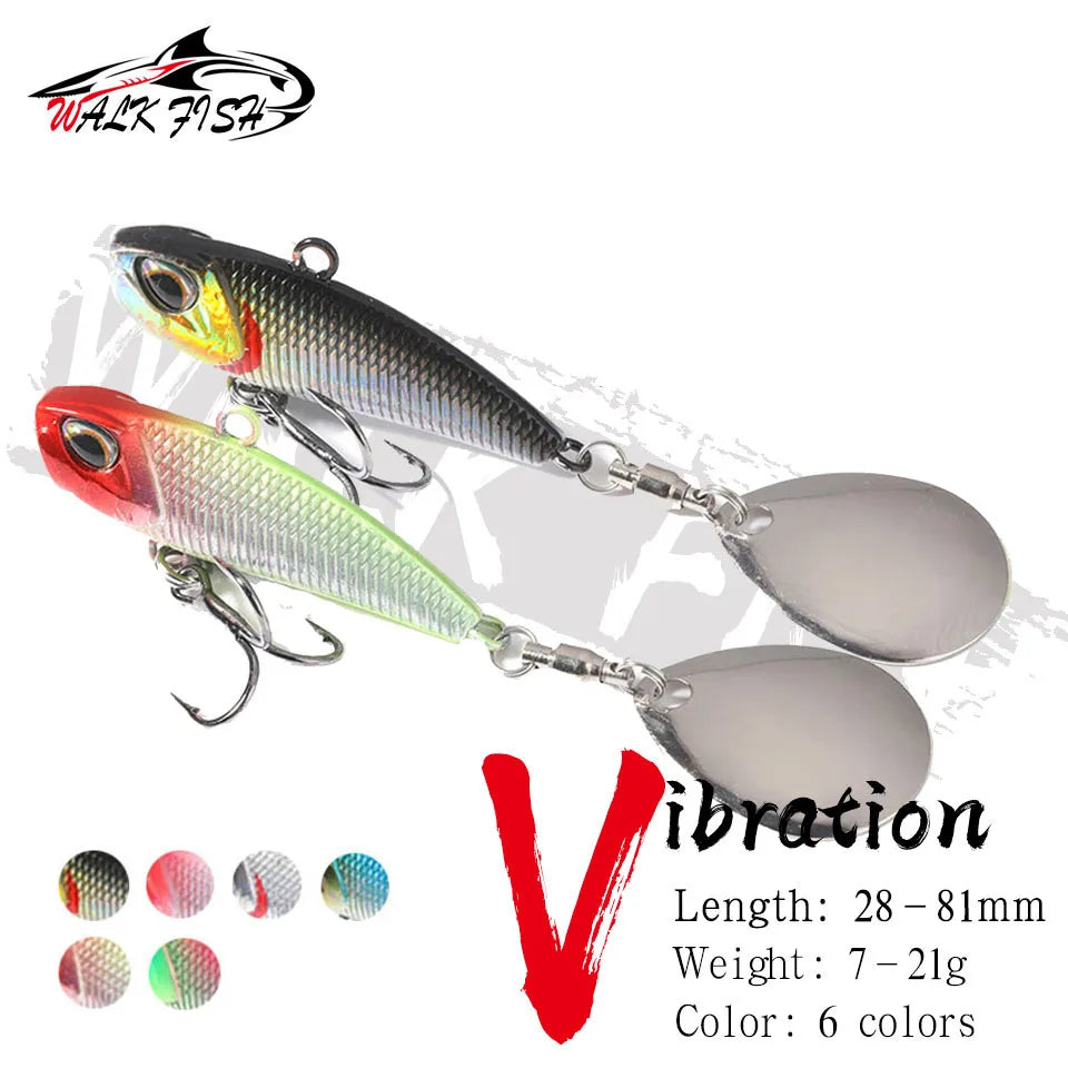 WALK FISH 7g 11g 15g 21g Spinner appât métal VIB leurre de pêche queue rotative Vibration paillettes japon Wobbler pêche à la traîne appât Pesca