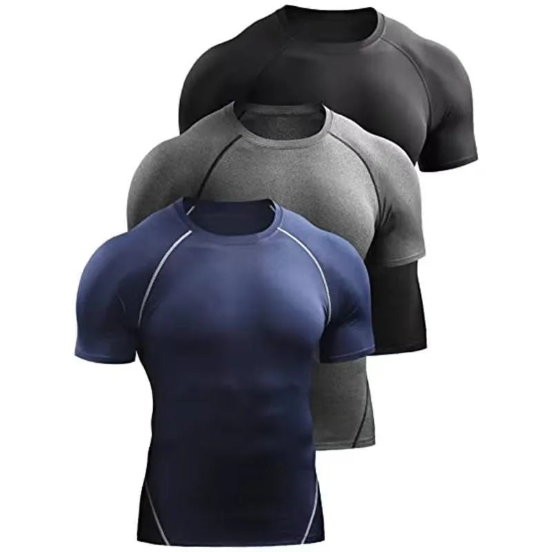 Men's Fitness Apparel, Outdoor Sports, Quick-Dry Short Sleeve T-Shirt, Professional Training, Running, Stretchy, Slim Fit, Yoga