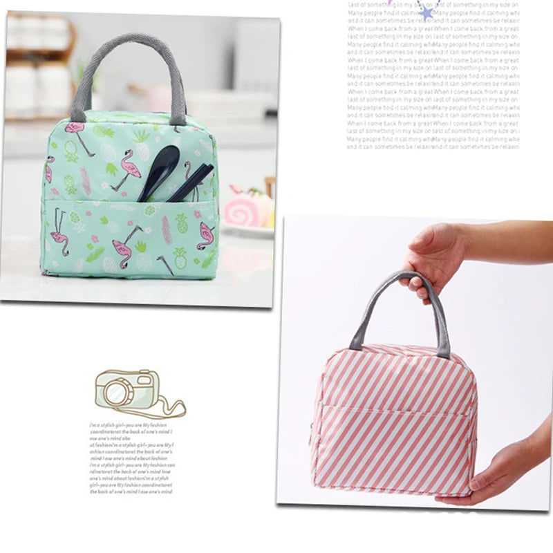 Sac à lunch en toile isotherme portable pour femmes et enfants, motif fonctionnel, glacière, nourriture thermique, sacs de pique-nique