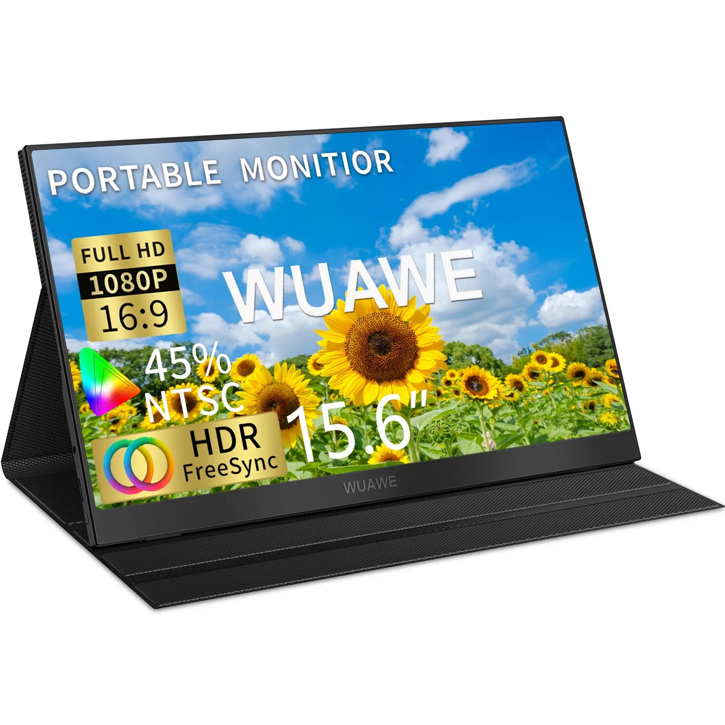 WUAWE 15.6 inch Portable Laptop Monitor, 15.6 inch 1080p72 NTSC 100 sRGB USB C HDMI Travel External Second Computer Screen HDRi