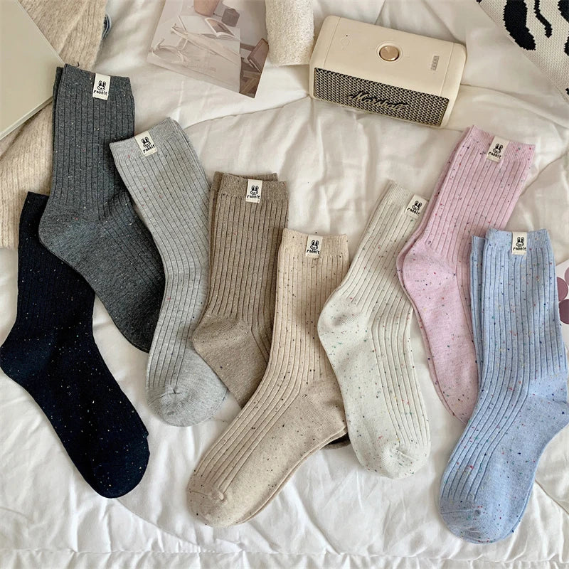Chaussettes Carillon Respirantes Femme — Dessin Animé, Style Coréen, Décontractées, Douces