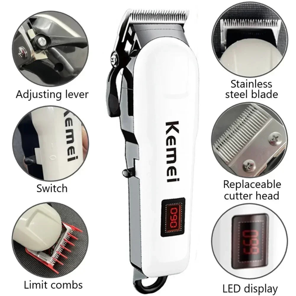 Kemei cortadora de pelo Km-809A Km-2299 Km-2024 cortadora de barba inalámbrica UBS Recargable potentes cortadoras de pelo eléctricas para hombres