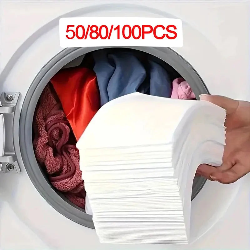 Papel absorbente de color para la ropa, 50/80/100 piezas, tabletas antidecoloración para lavadora, ropa limpia, hojas captadoras de color