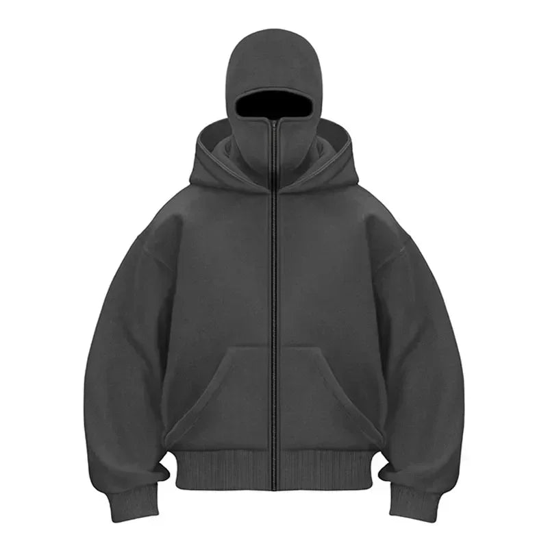 Cagoule Gothique Y2K Harajuku — Sweat Double Capuche Masque Veste Sport Zipper