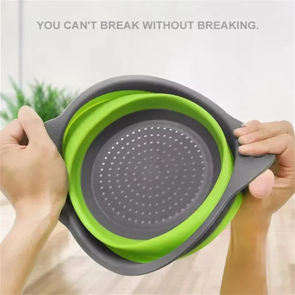 Panier égouttoir pliant en Silicone, 2 pièces, passoire pliable pour fruits et légumes, passoire de cuisine pour aliments, pâtes, ustensiles de cuisine, dispositif de vidange