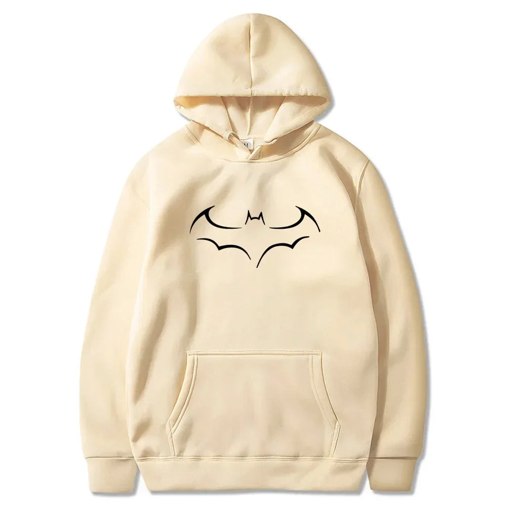 Sudadera con capucha estampada de murciélago para hombre, holgada y casual, primavera y otoño, sudaderas con capucha Streetwear