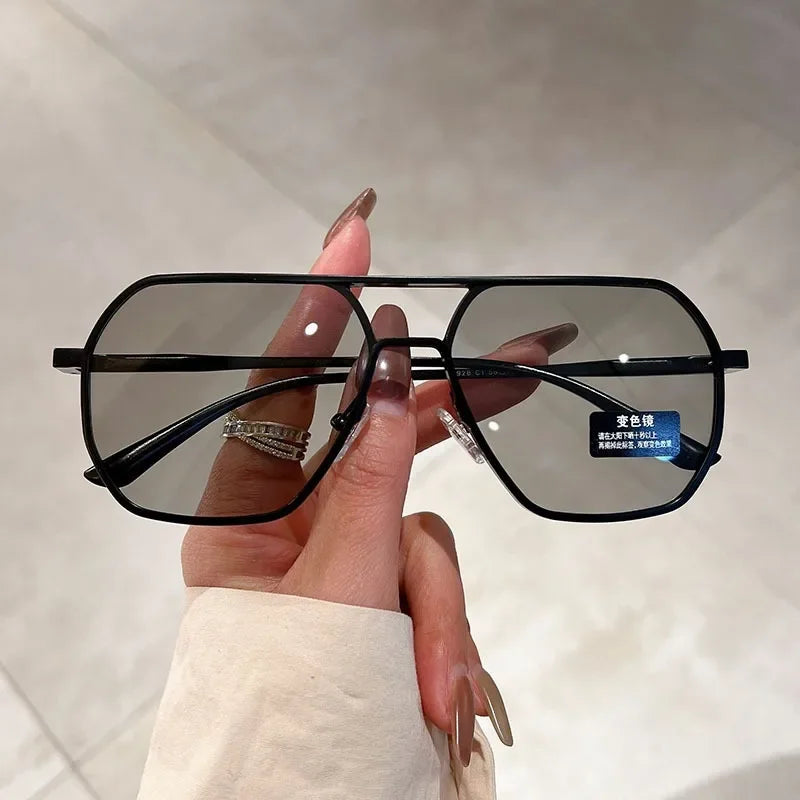 Lunettes de Soleil Dégradées pour Homme, Grande Monture, Pilote, Design, Anti-ZE, Zones Me UV400