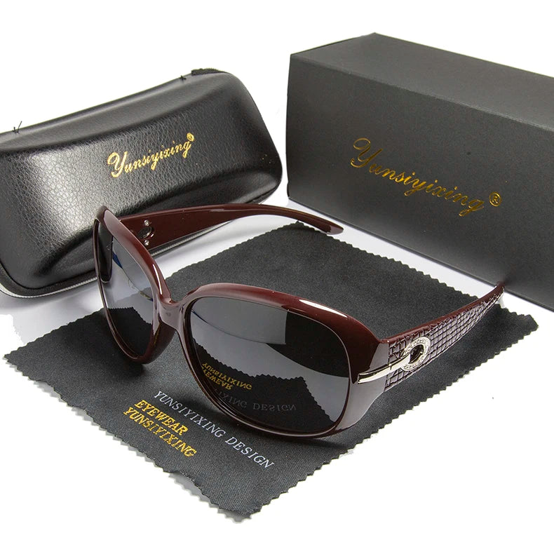 Lunettes de soleil polarisées pour femme — design mode classique, grand cadre, vintage