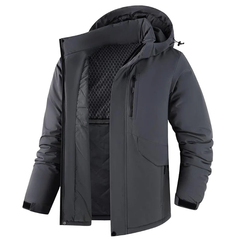 Veste d'hiver épaisse et imperméable pour homme, coupe-vent, chapeau détachable, multi-poches, coupe-vent de travail, Safari