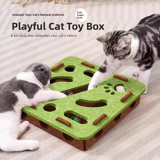 Juguete de rompecabezas de fieltro para gatos, caja de rompecabezas, juguete de ejercicio con pelota, deporte de interior, diversión, caza, juguetes para gatos de interior