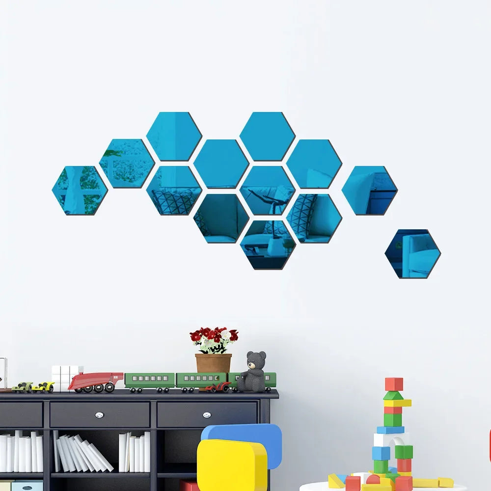 Autocollants muraux en miroir hexagonaux 6/12 pièces, autocollants en miroir acrylique 3D DIY, autocollants adhésifs amovibles, décoration de salon, salle de bain, maison