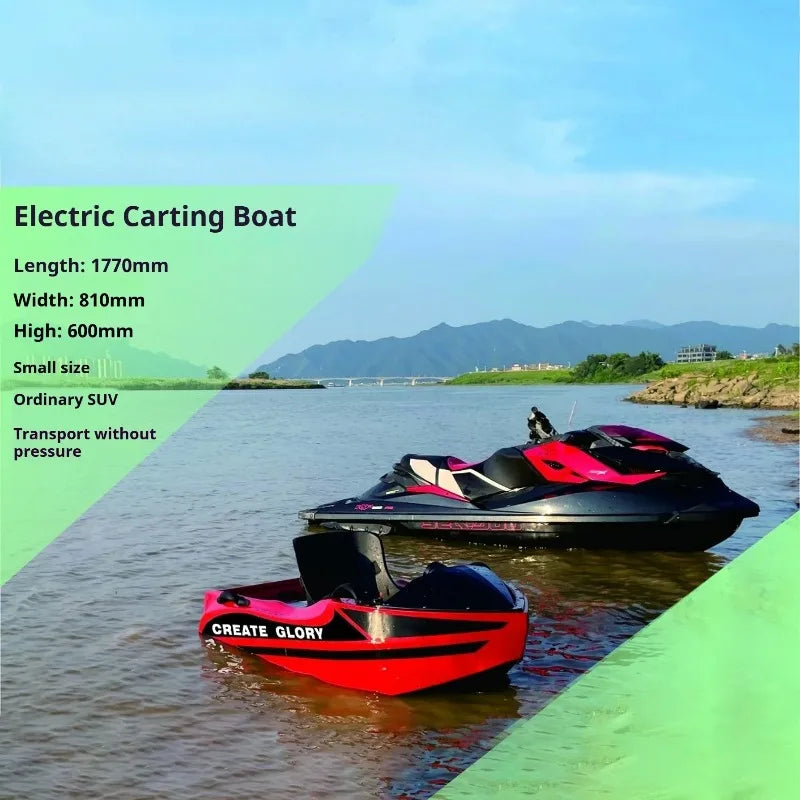 Mini bateau hydrojet 15KW, vitesse de 50 km/h et autonomie de 90 minutes, bateau à batterie détachable de 55 kg pour la pêche, le sauvetage et la course