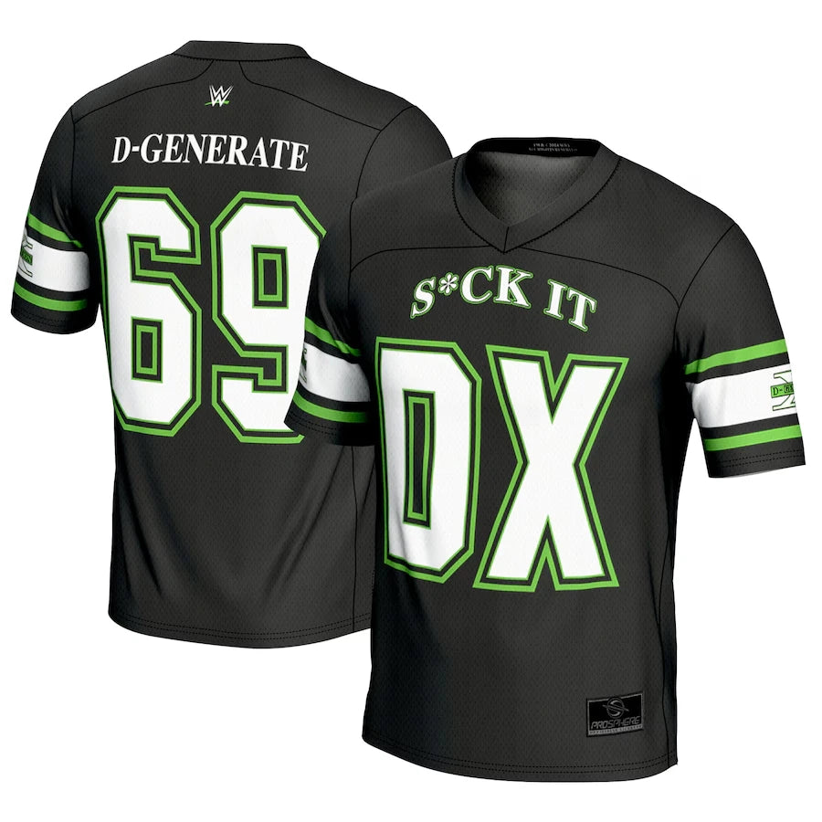 Camiseta de fútbol negra para hombre D-Generation X, estilo clásico, tecnología deportiva, adecuada para deportes al aire libre y fitness