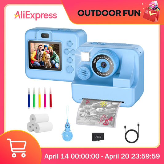 Nouvelle caméra pour enfants abeille caméra instantanée 1080P HD double objectif Selfie appareil photo numérique impression pour filles garçons cadeaux d'anniversaire de noël jouets