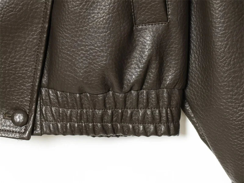 Veste femme automne 2025 nouveau noir à manches longues galets Faux cuir veste moto Style personnalité mode