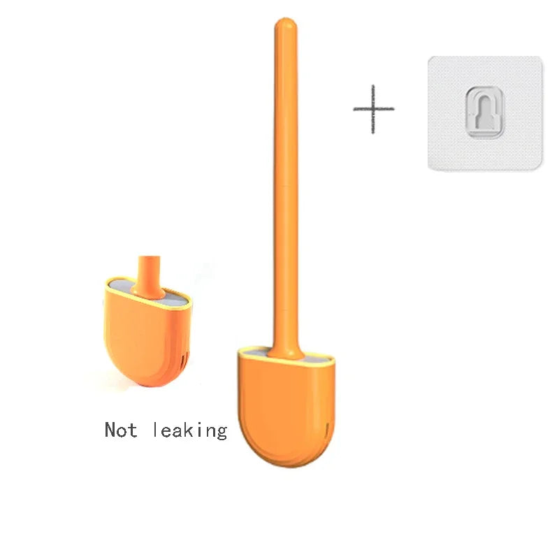 Nettoyeur de brosse de toilette suspendu en Silicone, avec manche Long, nettoyeur Flexible, brosse de salle de bain, support à séchage rapide, accessoires de salle de bains