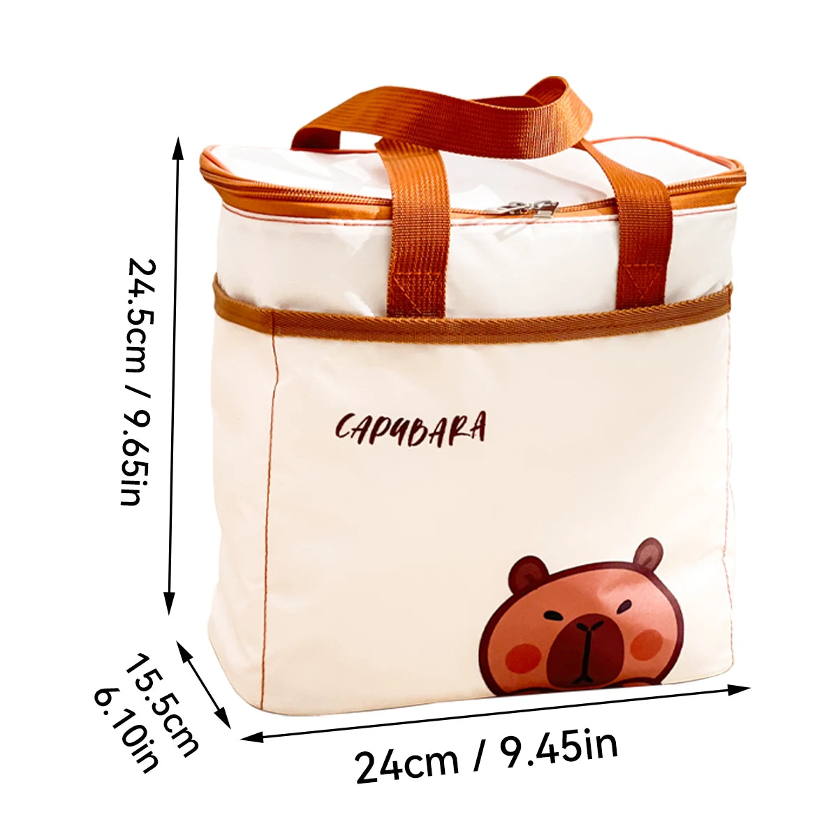 Fiambrera térmica de capibara bonito para estudiantes y niños, bolsa térmica portátil de gran capacidad a prueba de fugas para alimentos, nevera reutilizable para picnic