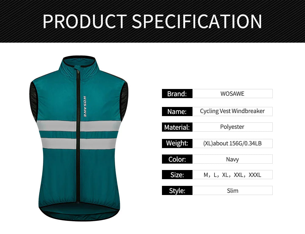 Gilets de cyclisme nuit sécurité pour hommes — sans manches, sport, VTT, vêtements vélo route