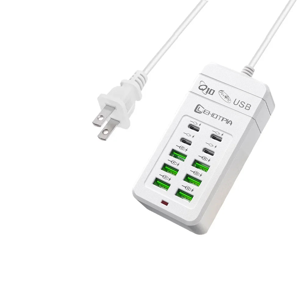 Chargeur USB rapide Multiple, prise ue UK US, adaptateur d'alimentation, rallonge de 1.2m, 6 USB-A 4 USB-C, Portable pour téléphone Portable