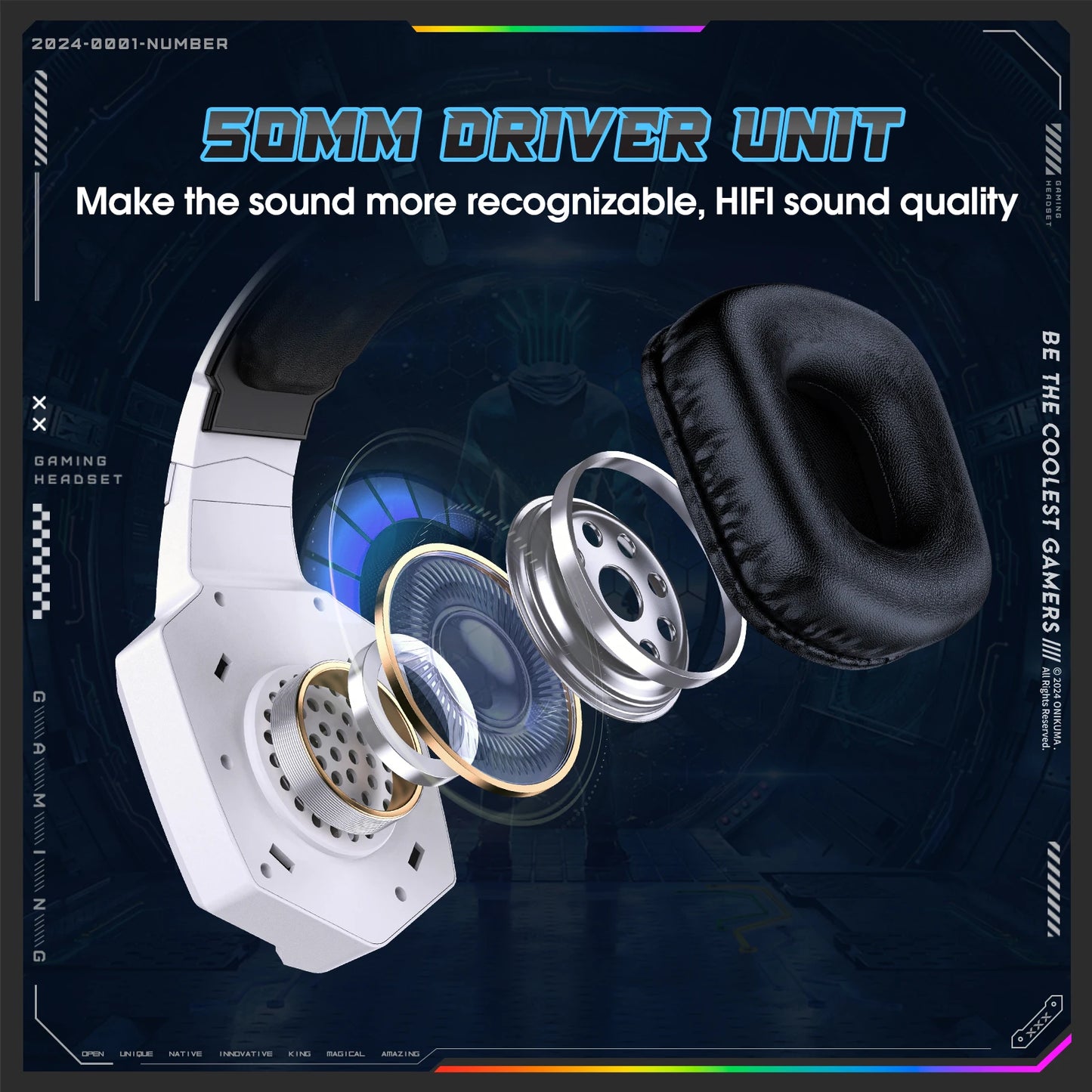Auriculares inalámbricos para juegos ONIKUMA GT806 de 2,4 GHz, calidad de sonido HiFi para ordenador portátil con micrófono con cancelación de ruido, auriculares para juegos para PC
